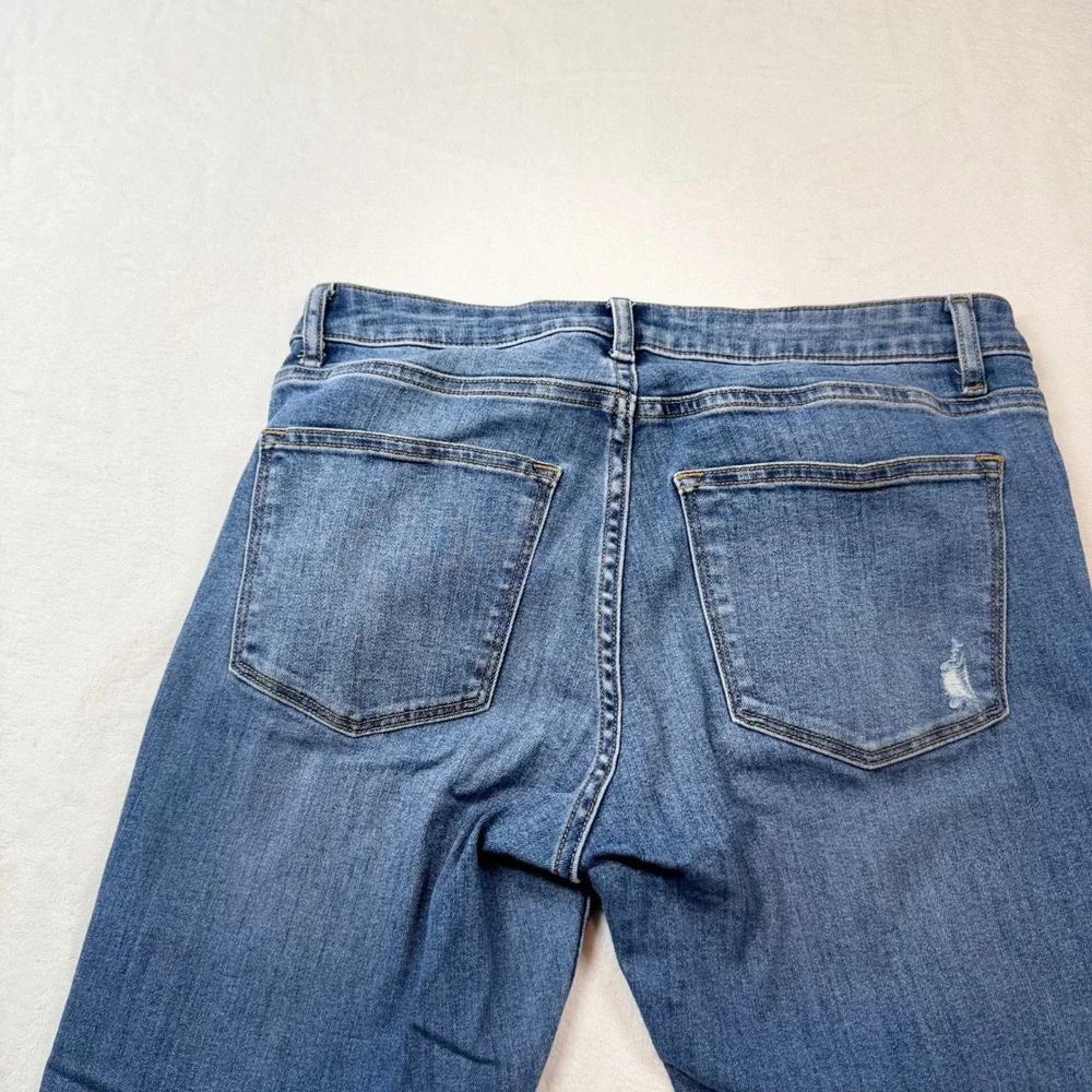 H&M Distressed Skinny Jeans Womens 8 Blue Good‎ Raw Hem Ripped Denim